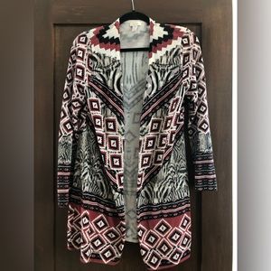 Chicos size 1, red and black cardigan